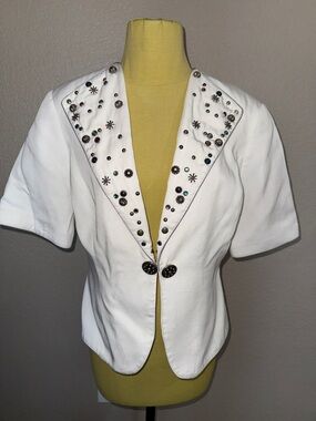 Double D Ranch Studded Short Sleeve Blazer Jacket - Medium